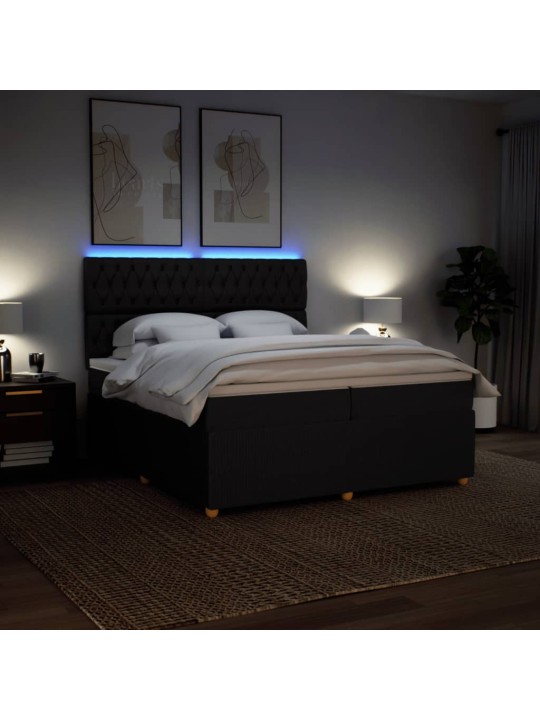 Box spring postel s matrací černá 200x200 cm textil
