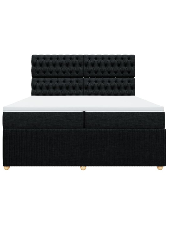 Box spring postel s matrací černá 200x200 cm textil