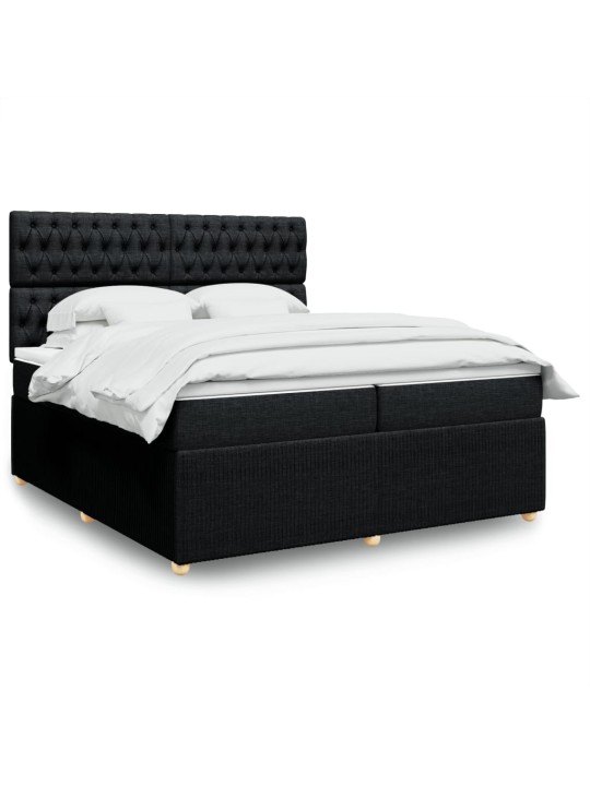 Box spring postel s matrací černá 200x200 cm textil