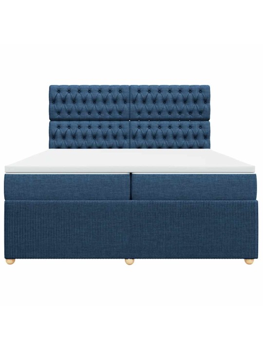 Box spring postel s matrací modrá 200x200 cm textil