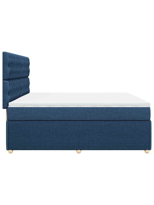 Box spring postel s matrací modrá 200x200 cm textil
