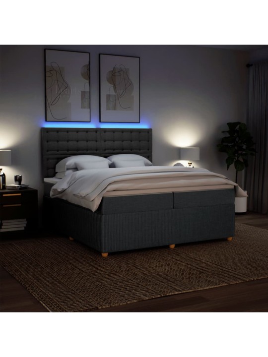 Box spring postel s matrací tmavě šedá 200x200 cm textil