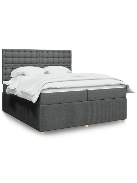 Box spring postel s matrací tmavě šedá 200x200 cm textil