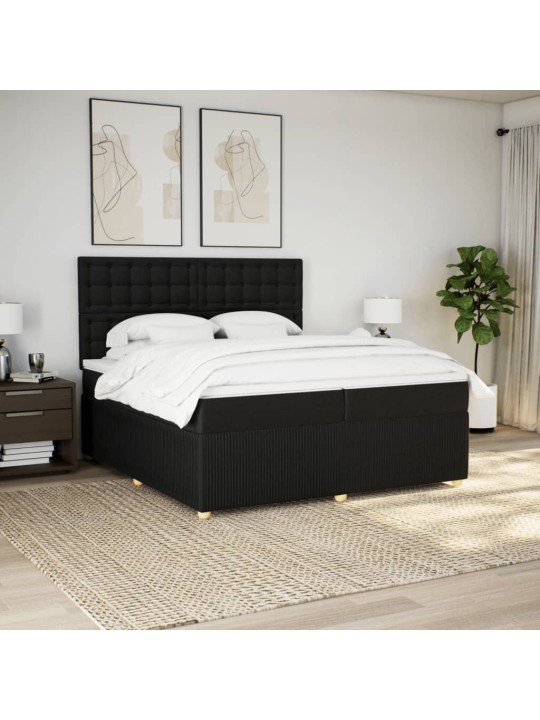 Box spring postel s matrací černá 200x200 cm textil