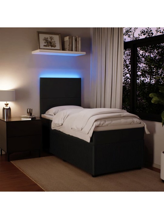 Box spring postel s matrací černá 80 x 200 cm samet