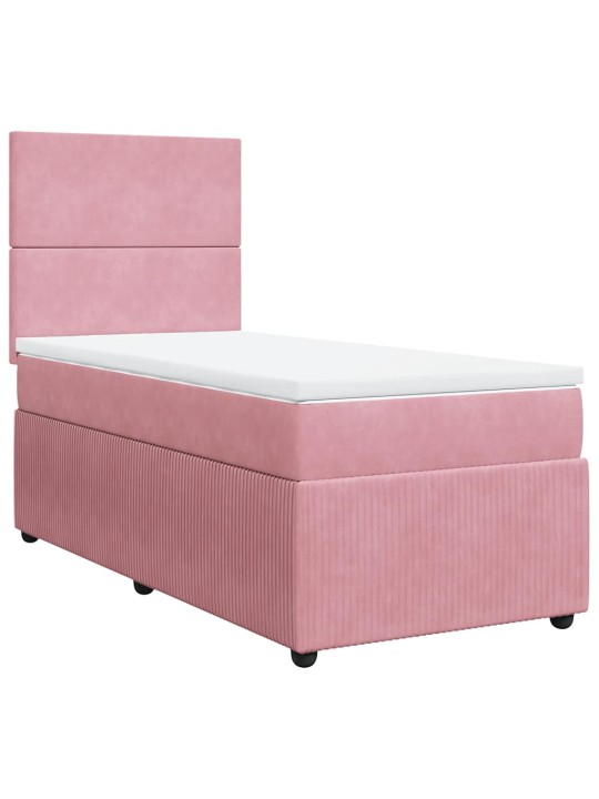 Box spring postel s matrací růžová 80 x 200 cm samet