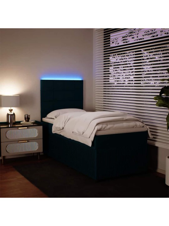 Box spring postel s matrací modrá 80 x 200 cm samet