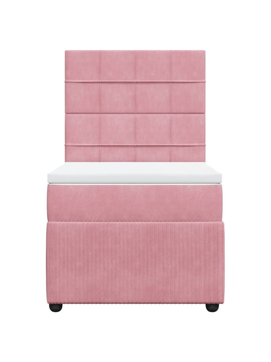 Box spring postel s matrací růžová 80 x 200 cm samet