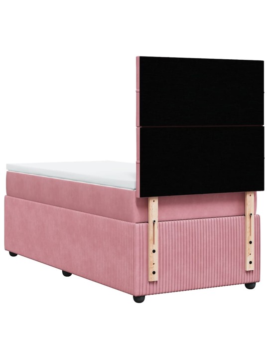 Box spring postel s matrací růžová 80 x 200 cm samet