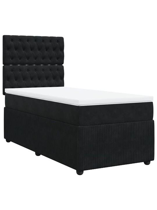 Box spring postel s matrací černá 80 x 200 cm samet