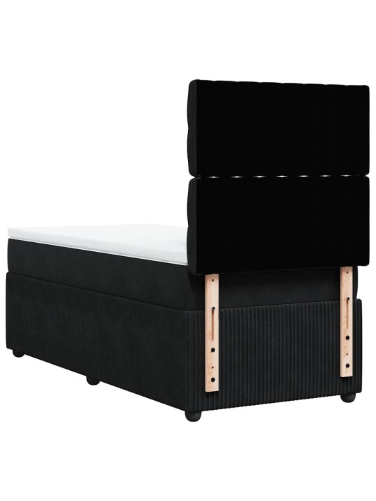 Box spring postel s matrací černá 80 x 200 cm samet