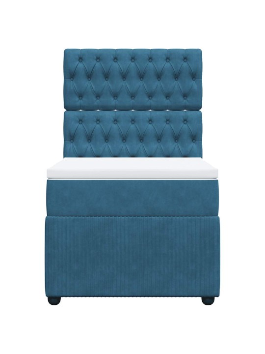 Box spring postel s matrací modrá 80 x 200 cm samet