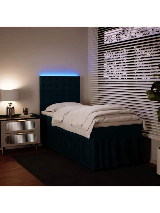 Box spring postel s matrací modrá 80 x 200 cm samet
