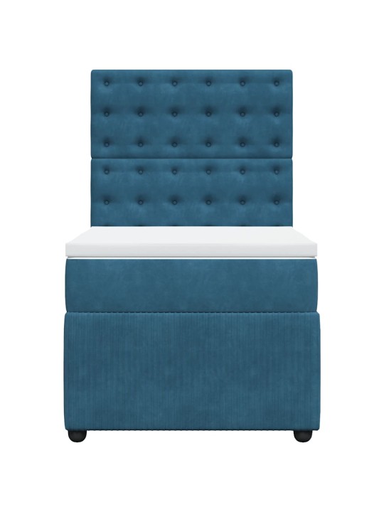 Box spring postel s matrací modrá 80 x 200 cm samet