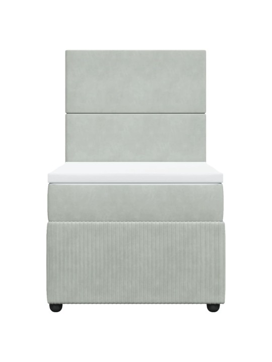Box spring postel s matrací světle šedá 90x190 cm samet
