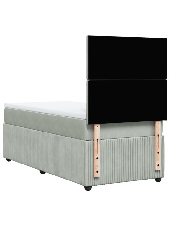 Box spring postel s matrací světle šedá 90x190 cm samet