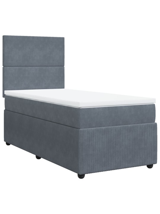 Box spring postel s matrací tmavě šedá 90x190 cm samet
