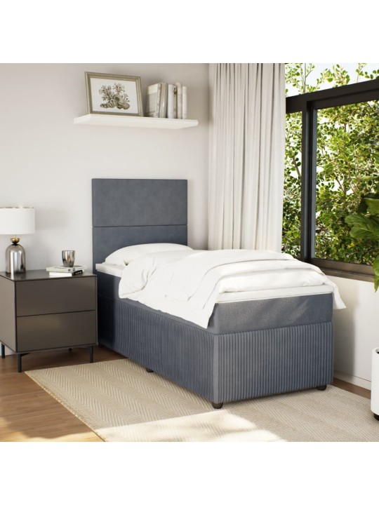 Box spring postel s matrací tmavě šedá 90x190 cm samet
