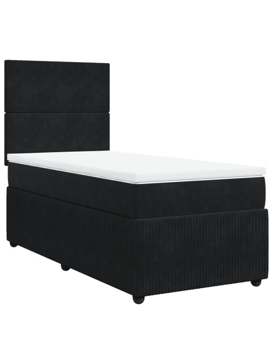 Box spring postel s matrací černá 90x190 cm samet