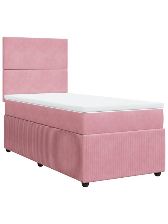 Box spring postel s matrací růžová 90x190 cm samet