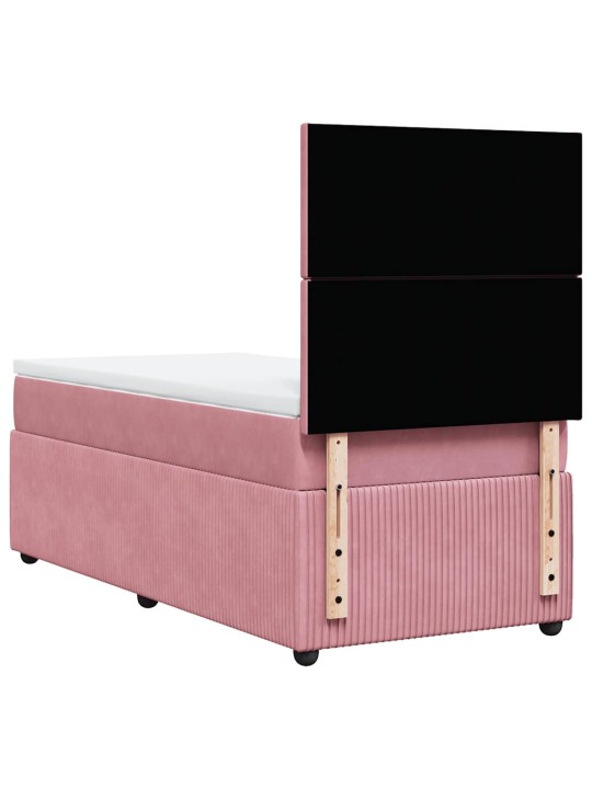 Box spring postel s matrací růžová 90x190 cm samet