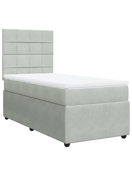 Box spring postel s matrací světle šedá 90x190 cm samet