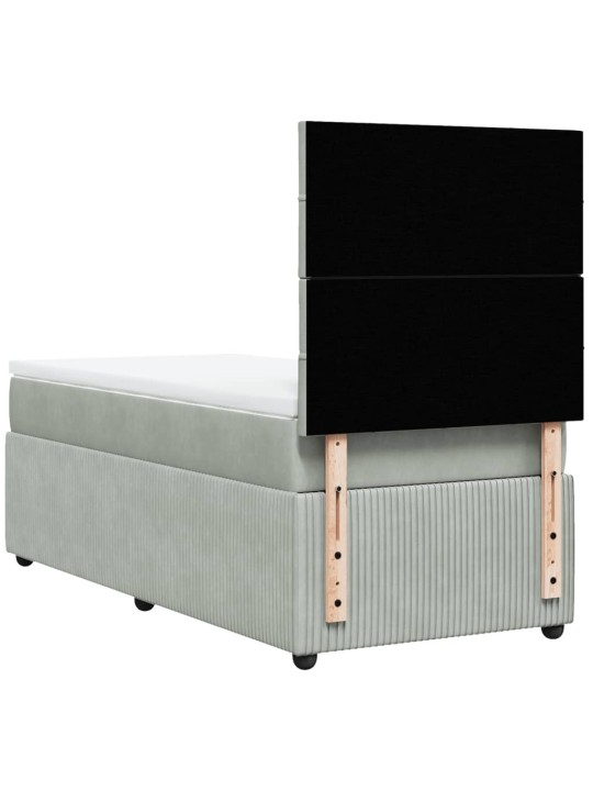 Box spring postel s matrací světle šedá 90x190 cm samet