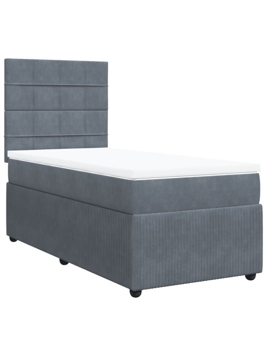 Box spring postel s matrací tmavě šedá 90x190 cm samet