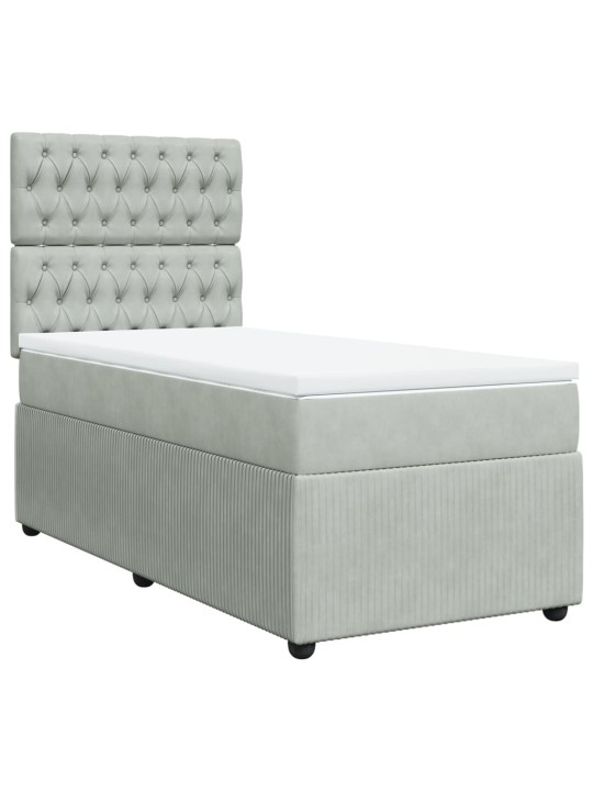 Box spring postel s matrací světle šedá 90x190 cm samet