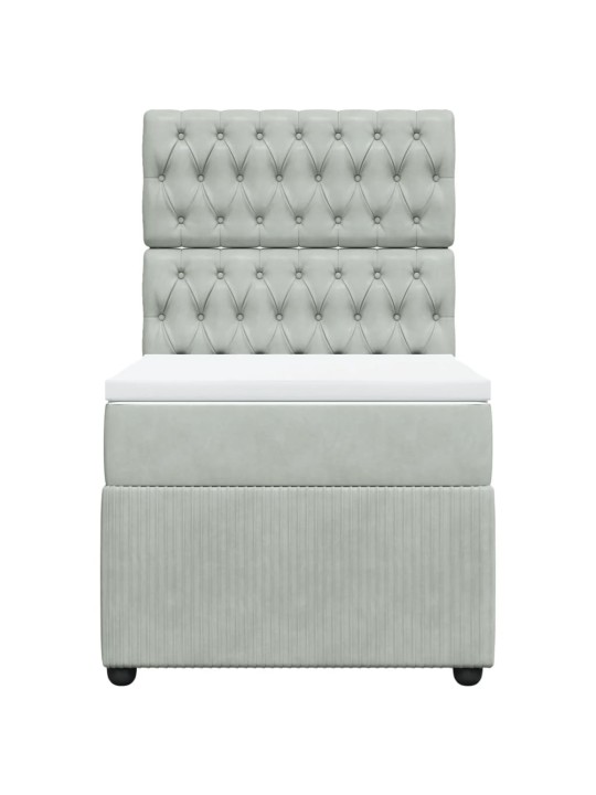 Box spring postel s matrací světle šedá 90x190 cm samet
