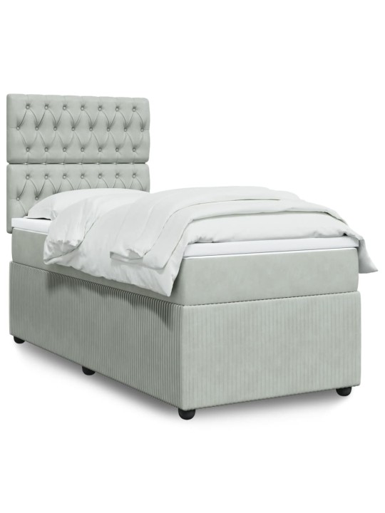 Box spring postel s matrací světle šedá 90x190 cm samet