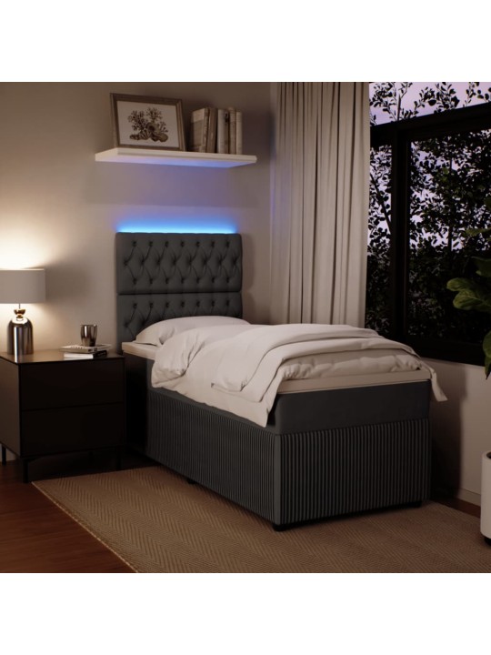 Box spring postel s matrací tmavě šedá 90x190 cm samet