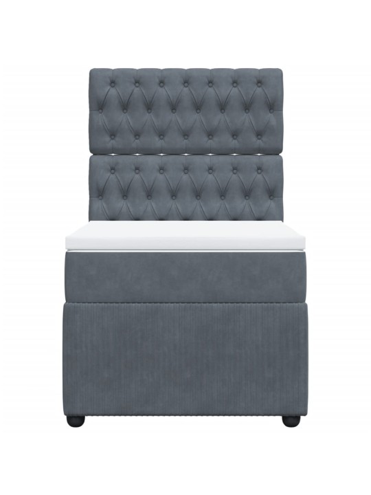 Box spring postel s matrací tmavě šedá 90x190 cm samet