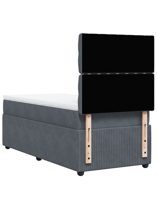 Box spring postel s matrací tmavě šedá 90x190 cm samet