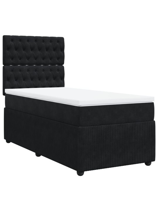 Box spring postel s matrací černá 90x190 cm samet