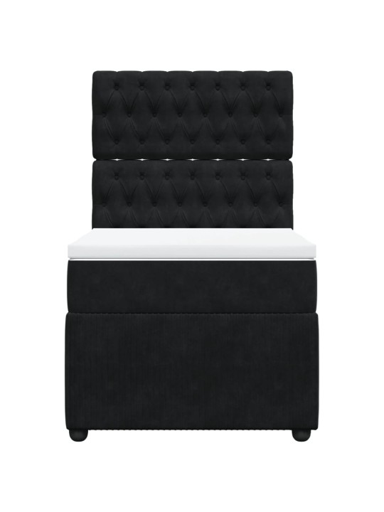 Box spring postel s matrací černá 90x190 cm samet