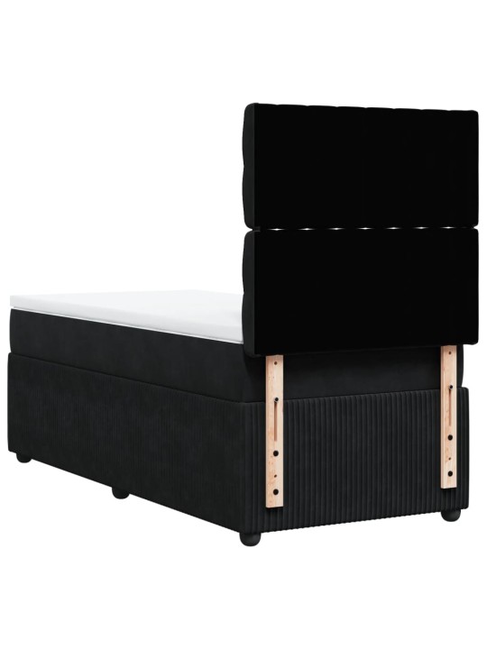 Box spring postel s matrací černá 90x190 cm samet