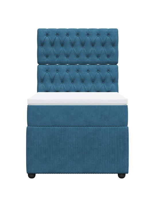 Box spring postel s matrací modrá 90 x 190 cm samet