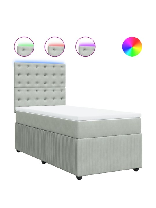 Box spring postel s matrací světle šedá 90x190 cm samet