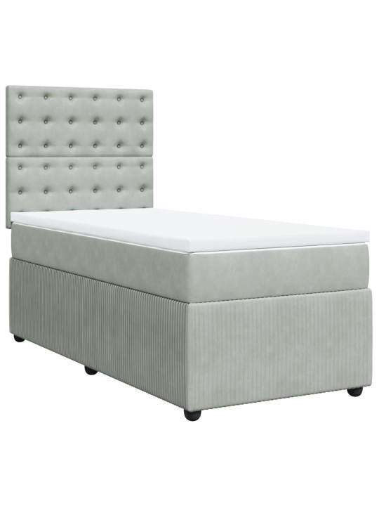 Box spring postel s matrací světle šedá 90x190 cm samet