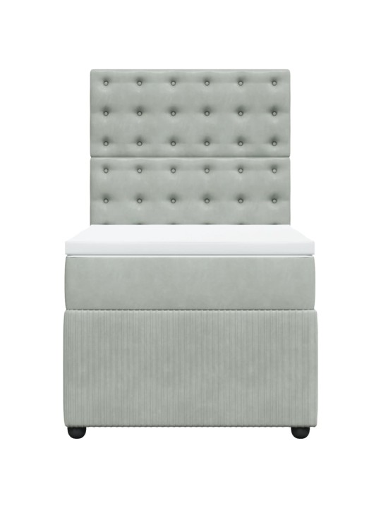 Box spring postel s matrací světle šedá 90x190 cm samet