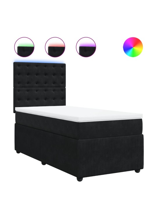 Box spring postel s matrací černá 90x190 cm samet
