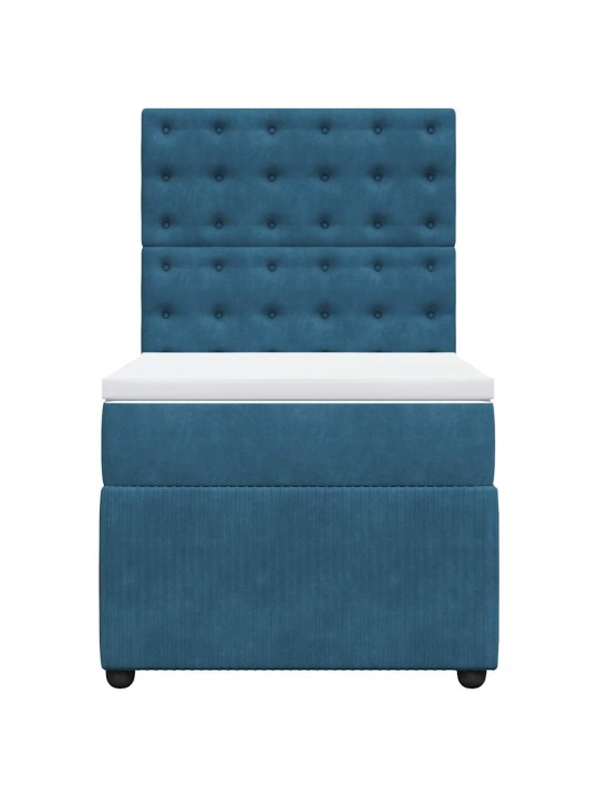 Box spring postel s matrací modrá 90 x 190 cm samet