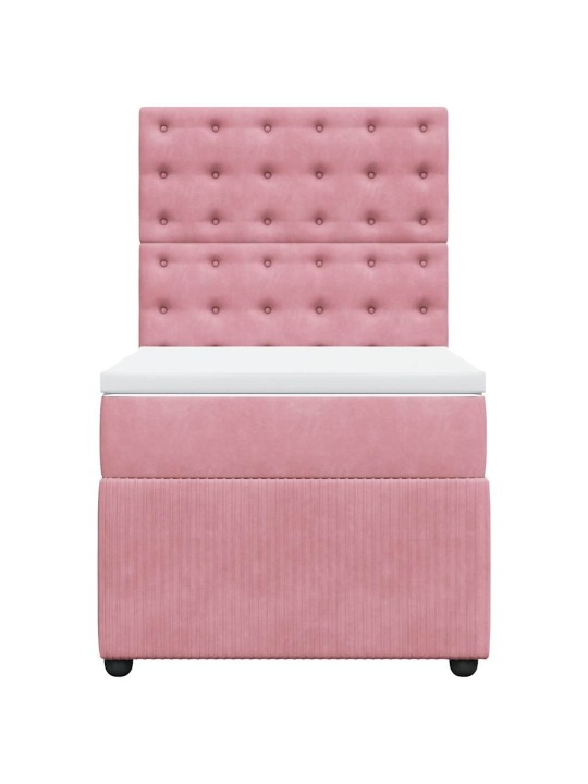 Box spring postel s matrací růžová 90x190 cm samet