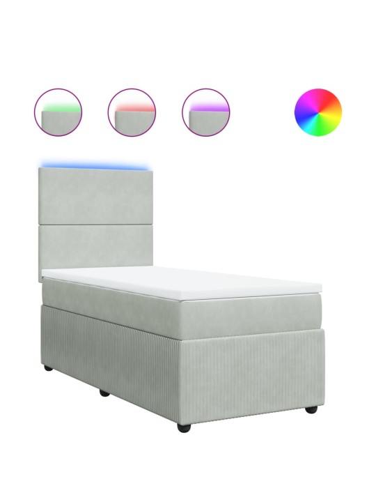 Box spring postel s matrací světle šedá 90x200 cm samet