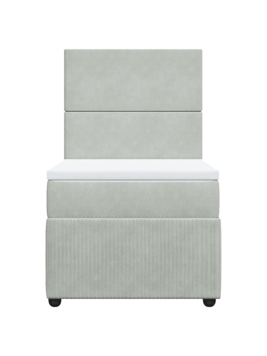 Box spring postel s matrací světle šedá 90x200 cm samet