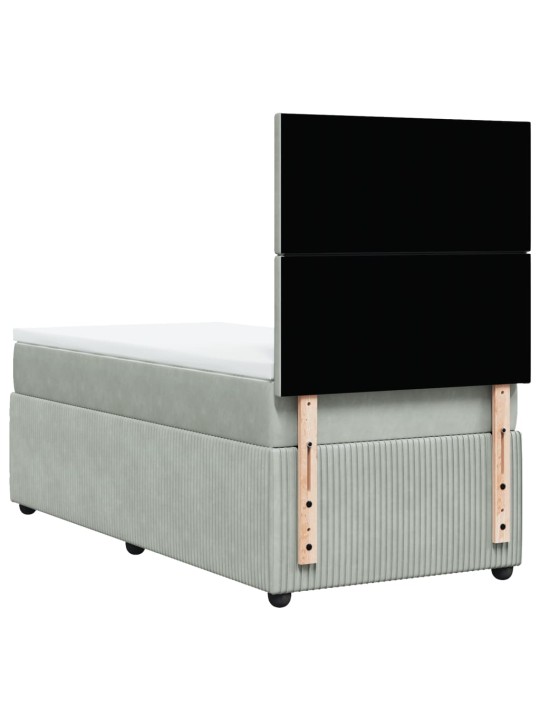 Box spring postel s matrací světle šedá 90x200 cm samet