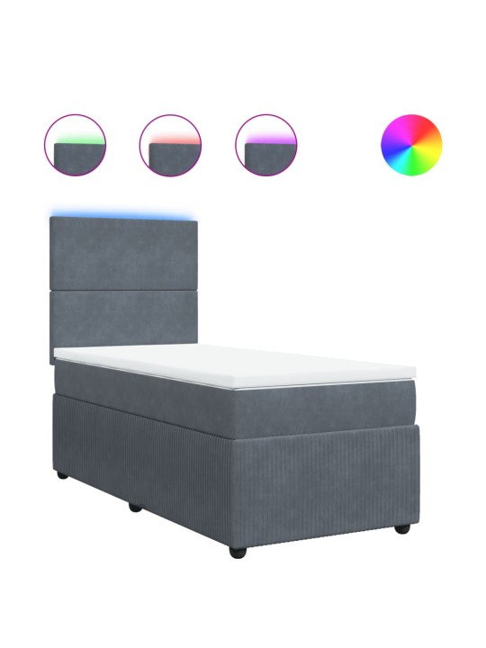 Box spring postel s matrací tmavě šedá 90x200 cm samet