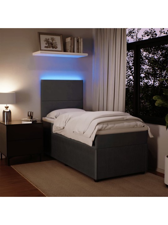 Box spring postel s matrací tmavě šedá 90x200 cm samet