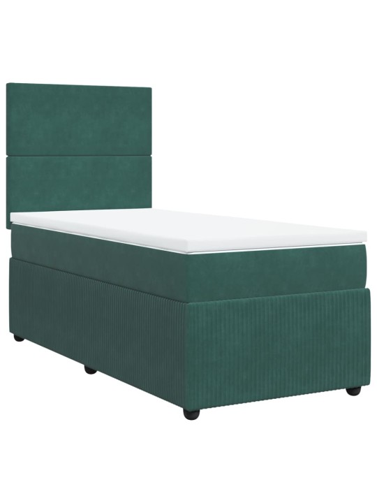 Box spring postel s matrací tmavě zelená 90x200 cm samet